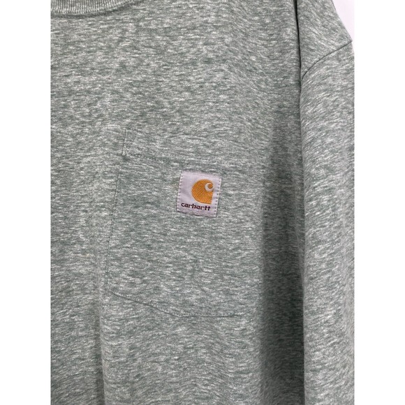 Carhartt Shirt  Heather Green Workwear Original Fit Casual Logo Mens Size L - Picture 2 of 7